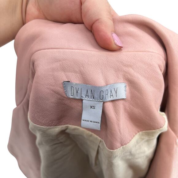 Dylan Gray Leather Moto Jacket Blush Pink Zip Front Size XS - Picture 16 of 16